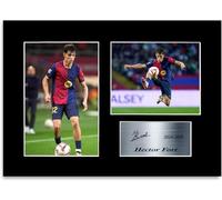 Footballeur générique Hector Fort 2024-2025 A4 avec signature dédicacée avec support d'affichage de photos cadeau pour les fans de Barcelone