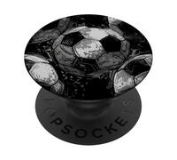 Footie Fan Gris Football Motif Love Game Match of Football PopSockets PopGrip Adhésif