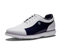Footjoy Femme Traditions Cap Toe Previous Season Style Chaussure de Golf, Bout Droit Verni Blanc/Bleu Marine, 39 EU