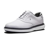 FootJoy Homme Fj Traditions sans Pointes Chaussures de Golf, Blanc, Blanc, Bleu Marine, 8 UK