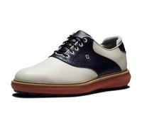 FootJoy Traditions Chaussures de golf sans pointes pour homme, Crème/bleu marine/brique, 42.5 EU