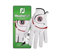 FootJoy WeatherSof Gant de Golf pour Homme, Blanc/Rouge, Blanc/Rouge