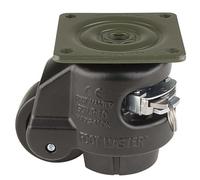 FOOTMASTER Roulette de nivellement en nylon GDR-60F-BLK avec coussinet NBR - 250 kg - Plaque supérieure de 7,8 cm x 7,7 cm - Trous de boulons de 7,2 cm x 7,2 cm - Noir