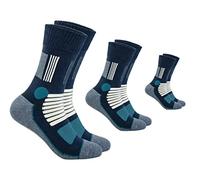 FOOTNOTE Lot de 3 paires de chaussettes de randonnée rembourrées pour homme et femme sans élastique, bleu, 39-42