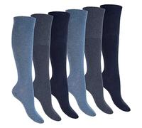 Footstar Chaussettes de santé pour homme et femme (6 paires) Bas sans couture pour diabétique, bleu, 35-38