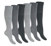 Footstar Lot de 6 paires de chaussettes de santé pour homme et femme, Gris classique, 39-42