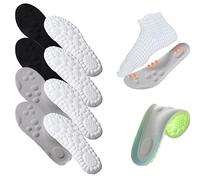 Footstr Insoles, Breathable Soft Foam Shoe Insole, 4d Cloud Technology Sweat-Absorbentsports Insole with Arch Support (43-44,2-pairs-of-black-2-pairs-of-gray)