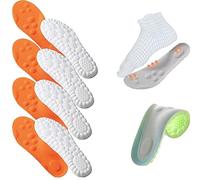 Footstr Insoles, Breathable Soft Foam Shoe Insole, 4d Cloud Technology Sweat-Absorbentsports Insole with Arch Support (39-40,4-Pairs-of-Orange-4d-Insole)