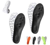 Footstr Lot de 2 paires de semelles intérieures en mousse à mémoire de forme 4D pour homme et femme - Absorption des chocs - Soutien de la voûte plantaire - Garniture pour chaussures (noir, 43-44)