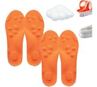 Footstr Lot de 2 paires de semelles intérieures en mousse à mémoire de forme avec technologie nuage 4D pour fasciite plantaire avec soutien de la voûte plantaire pour enfant, homme et femme, orange