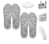 Footstr Semelles intérieures en mousse à mémoire de forme pour enfant, homme et femme, technologie nuage 4D pour fasciite plantaire avec soutien de la voûte plantaire (gris, 35-36)