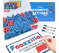 FOOZZILLA Kit de lettres magnétiques pour salle de classe avec 210 pièces et tableau magnétique double face - ABC Apprentissage et orthographe en mousse pour enfants, enseignants et école