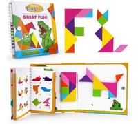 FOOZZILLA Lot de 2 Puzzles magnétiques Tangram - 2 Jeux de Blocs magnétiques à Motifs pour Les Jeux de Road Trip et Les défis éducatifs - Jeu de Puzzle éducatif pour Enfants et Adultes avec 368