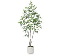 Fopamtri Érable Artificiel de 180 cm Fausse Plante en Blanc Pot, Faux Érable Plantes Artificielles Interieur pour Maison Chambre Bureau Balcon Jardin Déco (1 Pièce)