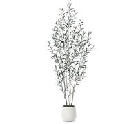 Fopamtri Olivier Artificiel 210 cm Plantes Artificielles Interieur avec Fruits, Fausse Plante Olivier en Blanc Pot pour Maison Chambre Bureau Balcon Déco (1 Pièce)