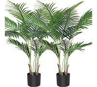 Fopamtri Palmier d'arec Artificiel 110cm Faux Palmier avec 10 Troncs, décoration intérieure et extérieure Moderne, Plantes en Pot pour Bureau à Domicile (2 pcs)