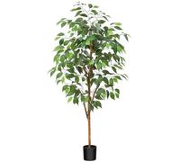 Fopamtri Plante Artificielle 120cm Arbre Artificiel Ficus avec Tronc en Bois Naturel, Fausse Plante Interieur en Pot pour Maison Salon Bureau Décoration (1 Pack)
