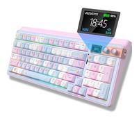 FOPATO Clavier de jeu mécanique à 98 %, 96 touches complètes sans fil, structure de joint remplaçable à chaud, Bluetooth, 2,4 GHz, USB-A vers C, 3 modes, avec écran, RVB, touches PBT pour PC et
