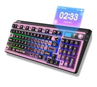 FOPATO Clavier de jeu mécanique à 98 %, clavier sans fil 96 touches, structure de joint remplaçable à chaud, Bluetooth, 2,4 GHz, USB-A vers C, 3 modes, avec écran, RVB, touches PBT pour PC portable