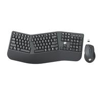 FOPETT Clavier ergonomique sans fil pour PC, 2,4 G pleine taille, clavier et souris sans fil, confortable et naturel, pour ordinateur de bureau Windows