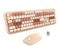 FOPETT Ensemble clavier et souris sans fil, connectivité 2,4 GHz fiable pour PC, ordinateur portable, Smart TV et plus (couleur thé au lait)