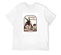 FOPJRUISDAEL Men's Breakfast with Baphomet Demon Goat T-Shirts White XL