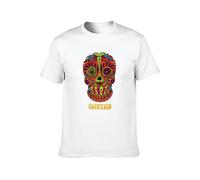 FOPJRUISDAEL Men's Calexico Happy Skull Cotton T Shirt White S