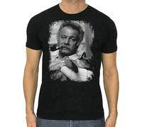 FOPJRUISDAEL Men's Georges Brassens T-Shirt French Singer Cotton Black L