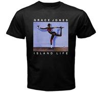 FOPJRUISDAEL Men's Grace Jones Island Life Music Size1% Cotton T-Shirts Black XL