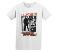 FOPJRUISDAEL Men's Halloween Horror Movie Stills The Night He Came Home Cotton T Shirt White XL