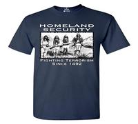 FOPJRUISDAEL Men's Homeland Security T Shirt Fighting Terrorism Since 1492 Shirts Navy M