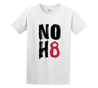 FOPJRUISDAEL Men's Letter No H8 Occation Cotton T Shirt White L