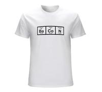 FOPJRUISDAEL Men's Mens The Chemistry of Bacon Funny Nerdy Graphic Periodic Table Science T-Shirts White L