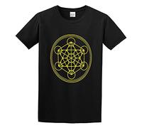 FOPJRUISDAEL Men's Merkaba Flower of Life Cotton T Shirt Black M