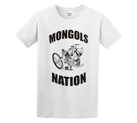 FOPJRUISDAEL Men's Mongols Motorcycle Club Cotton T Shirt White S