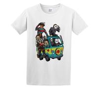 FOPJRUISDAEL Men's New Est Men Horror Movie The Massacre Machine Cotton T Shirt White L