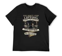 FOPJRUISDAEL Men's New You Don't Stop Lifting When You Get Old Funny Weightlifting T-Shirt Black S