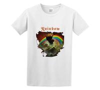 FOPJRUISDAEL Men's Rainbow Rising Heavy Metal Album on Stage Cotton T Shirt White S