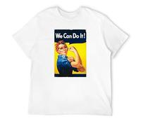 FOPJRUISDAEL Men's Rosie The Riveter We Can Do It ! Cotton T Shirt White L