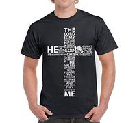 FOPJRUISDAEL Men's The Lord is My Shepard Jesus Cross Church Cotton T Shirt Black M