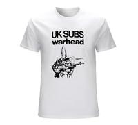 FOPJRUISDAEL Men's UK Subs Warhead Punk Retro Vintage Hipster Unisex T-Shirts White L
