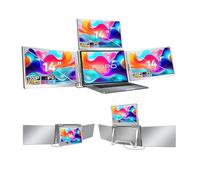 FOPO Extension d'écran d'ordinateur portable de 14", FHD 1080p IPS, juste 1 câble pour 3 écrans quadruple moniteur, triple extension pour ordinateurs portables de 12"-17,3", compatible avec Windows 10