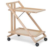 Chariot - NO NAME - SPRINT NATURALE - Bois massif - Pliable - 2 étagères - Roues pivotantes