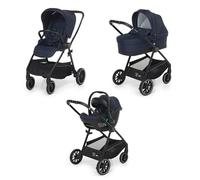 Foppapedretti Trio Divo I-Size, système modulaire combiné pour enfants, nacelle poussette et siège auto I-Size, fermeture autonome, conforme ECE R129, facile à manipuler, compact, léger, marine