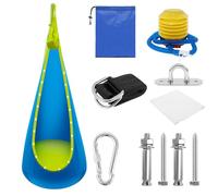 Foppla Balancelle avec bande lumineuse LED réglable et confortable, hamac gonflable à suspendre, polyvalent, facile à installer, pour intérieur et extérieur (bleu)