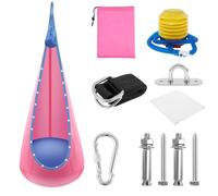 Foppla Balancelle avec bande lumineuse LED réglable et confortable, hamac gonflable à suspendre, polyvalent, facile à installer, pour intérieur et extérieur (rose)