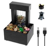 Foppla fontaine de table lumineuse pour intérieur et bureau - Fonctionne avec piles et USB - Mini fontaine à eau - Décoration sonore - Relaxation