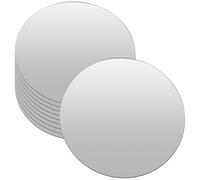 Foppla Lot de 10 carreaux de miroir autocollants en acrylique, plaque de bougie, centre de table de mariage, plateau miroir circulaire pour la maison, décoration (argenté)