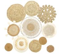 Foppla Lot de 11 paniers muraux ronds tissés à suspendre - Panier rustique tissé - Décoration murale artisanale - 8 tailles pour chambre à coucher, salon, hôtel