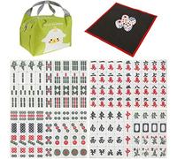 Foppla Lot de 144 Mini Carreaux de Mahjong avec Tapis, Jeu Traditionnel Chinois Léger et Portable pour la Famille, les Loisirs et les Voyages
